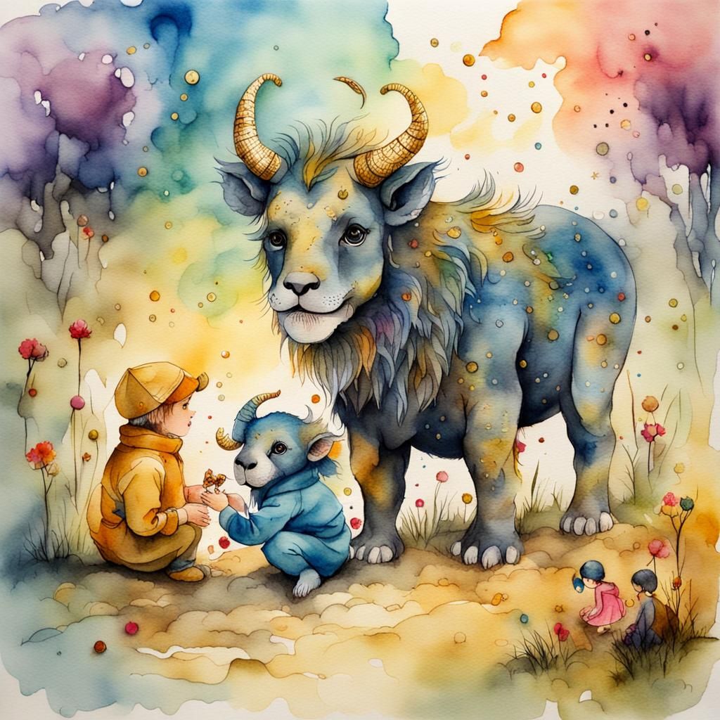 Children's Chimera Playtime in Watercolour