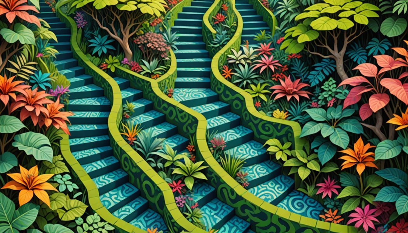 Vibrant Maximalist Land Art with Impossible Geometry