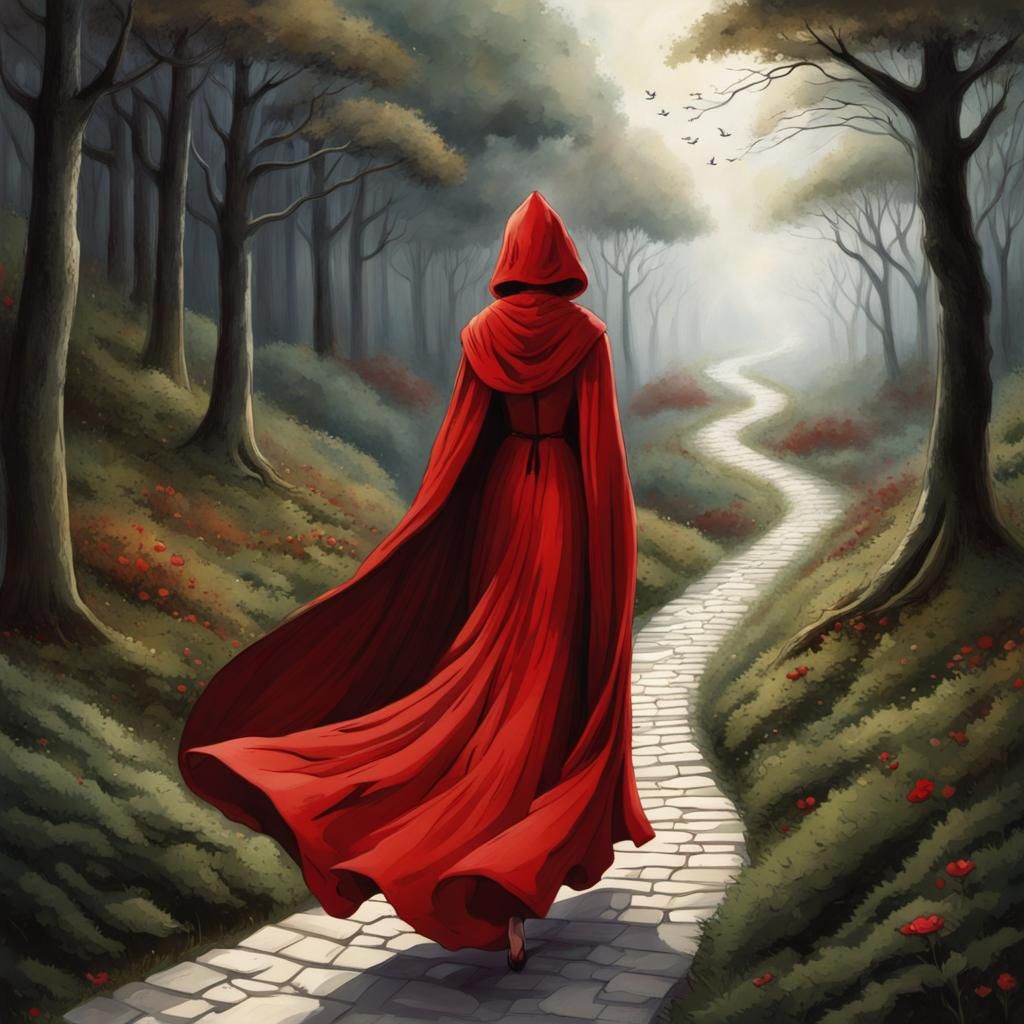 Mystical Woman Beckons in Forest Landscape