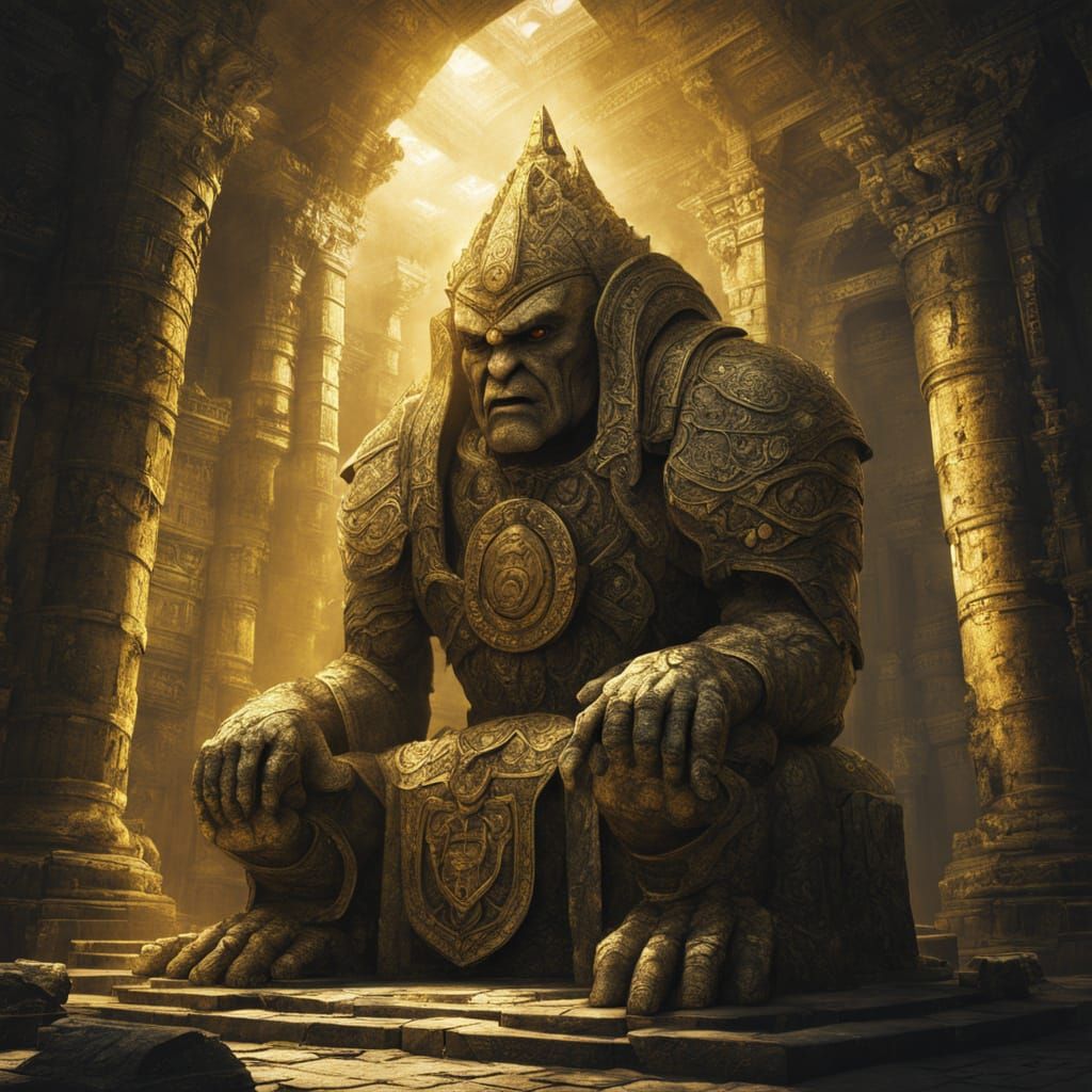 Ancient Gold Coin Golem in Forgotten Temple
