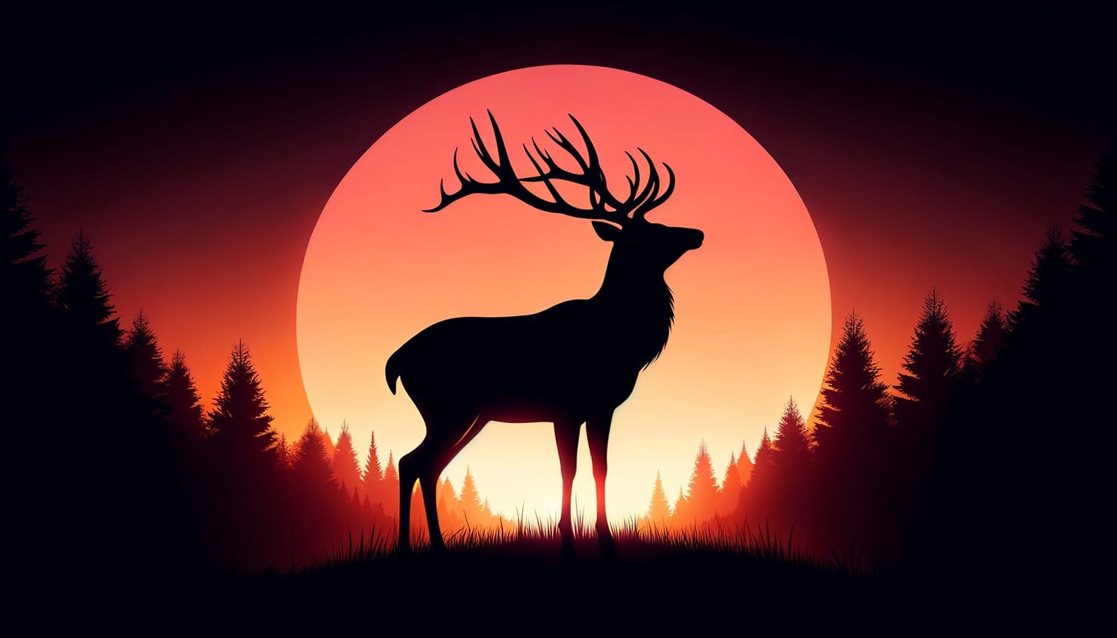Majestic Deer Silhouette at Sunset