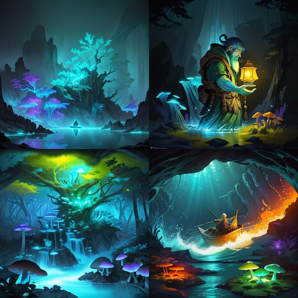 Fantastical Underground River Rapids Concept Art