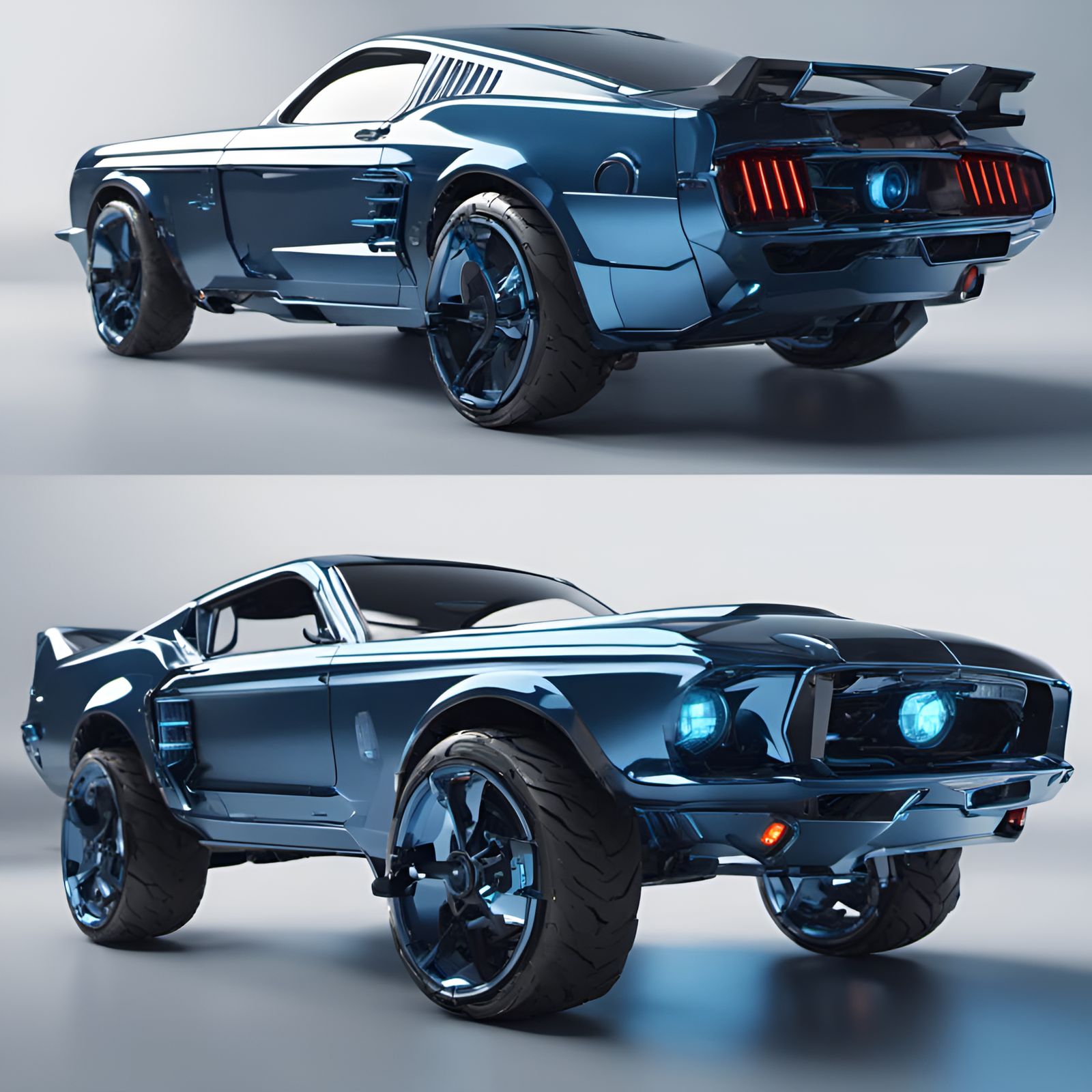 Futuristic Mustang Car ATV, by Lord Elboron Art