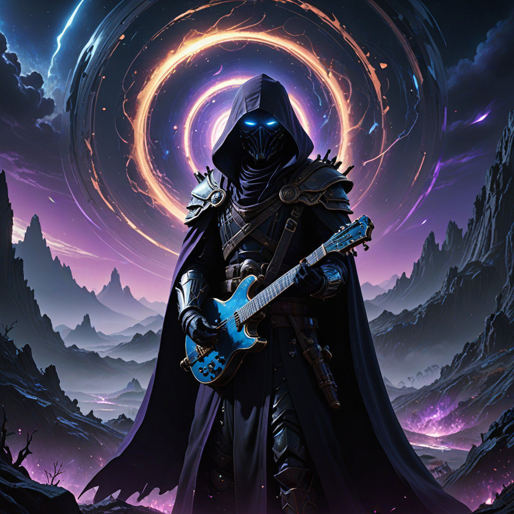 Dark Fantasy Black Hole Bard in Cosmic Vortex