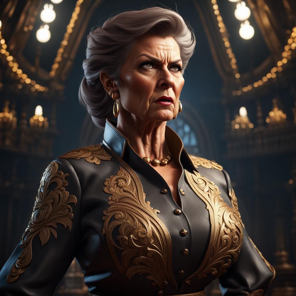 Muscular Woman in Tearing Blouse, Detailed Matte Painting