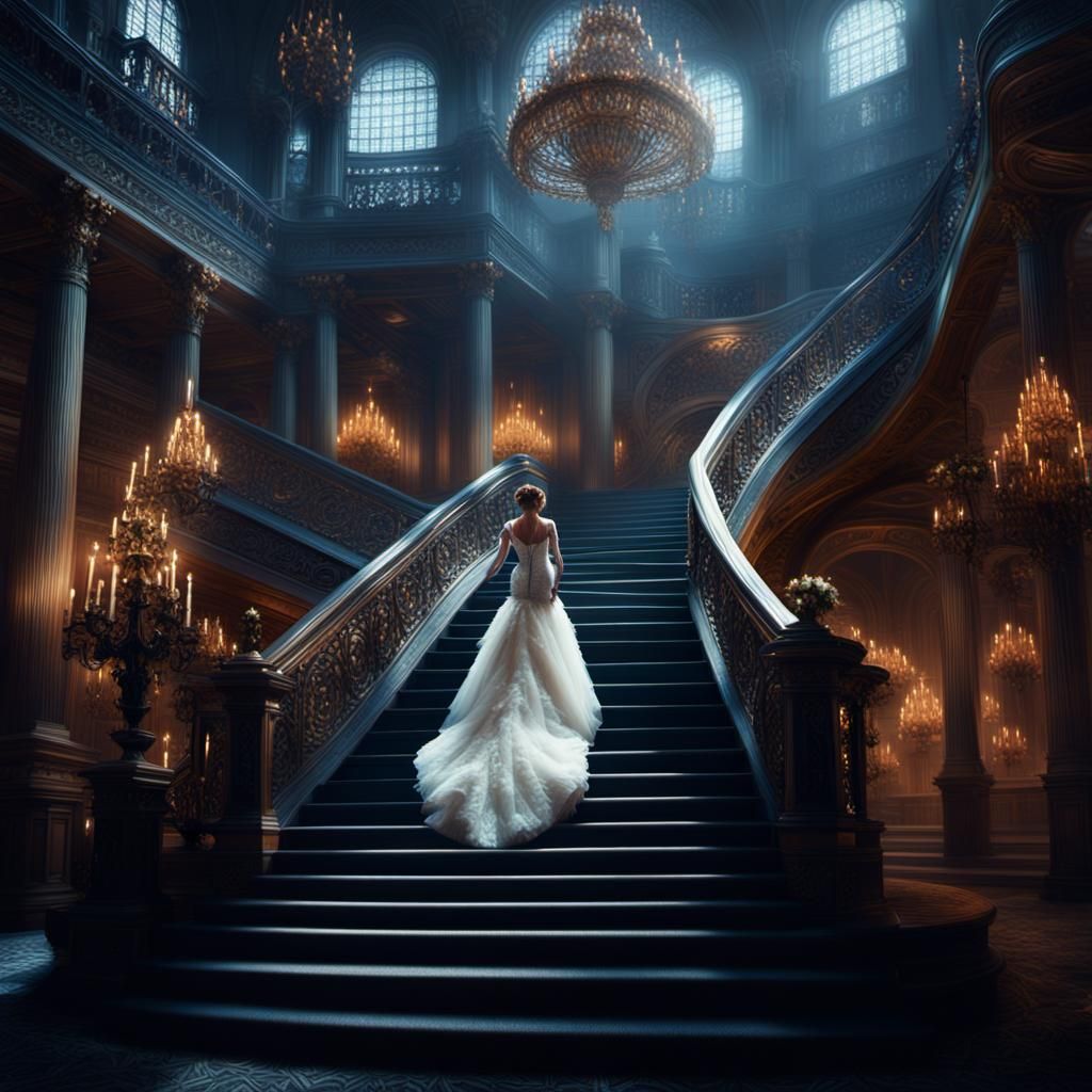Bride Ascending to Ballroom: Epic Digital Matte Painting