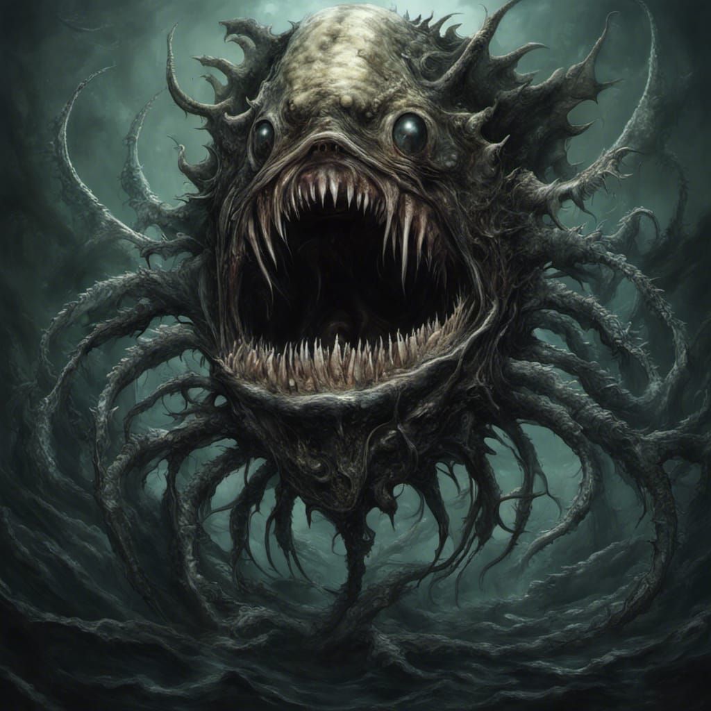 Terrifying Biomechanical Mermaid in Giger Style