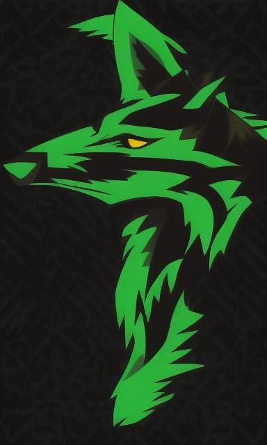 Green Wolf in Anime Style