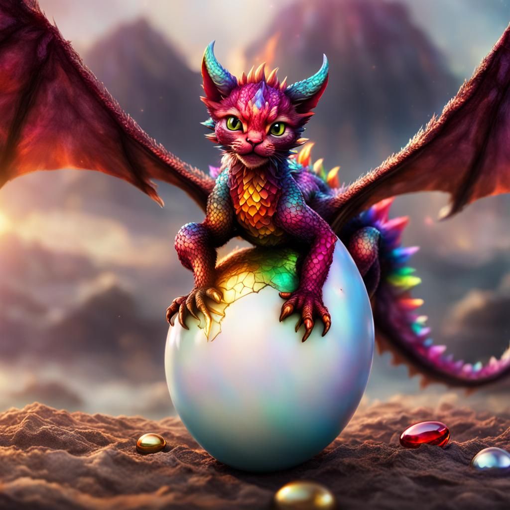 Rainbow Dragon Hatchling in Zardosi Embroidery Style