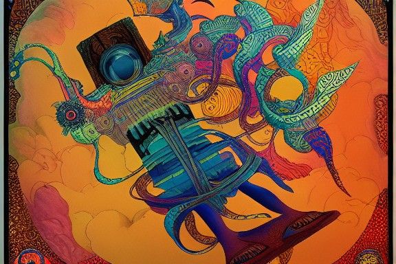 Mythological Collision: Vintage Poster in Hyperrealistic Sty...