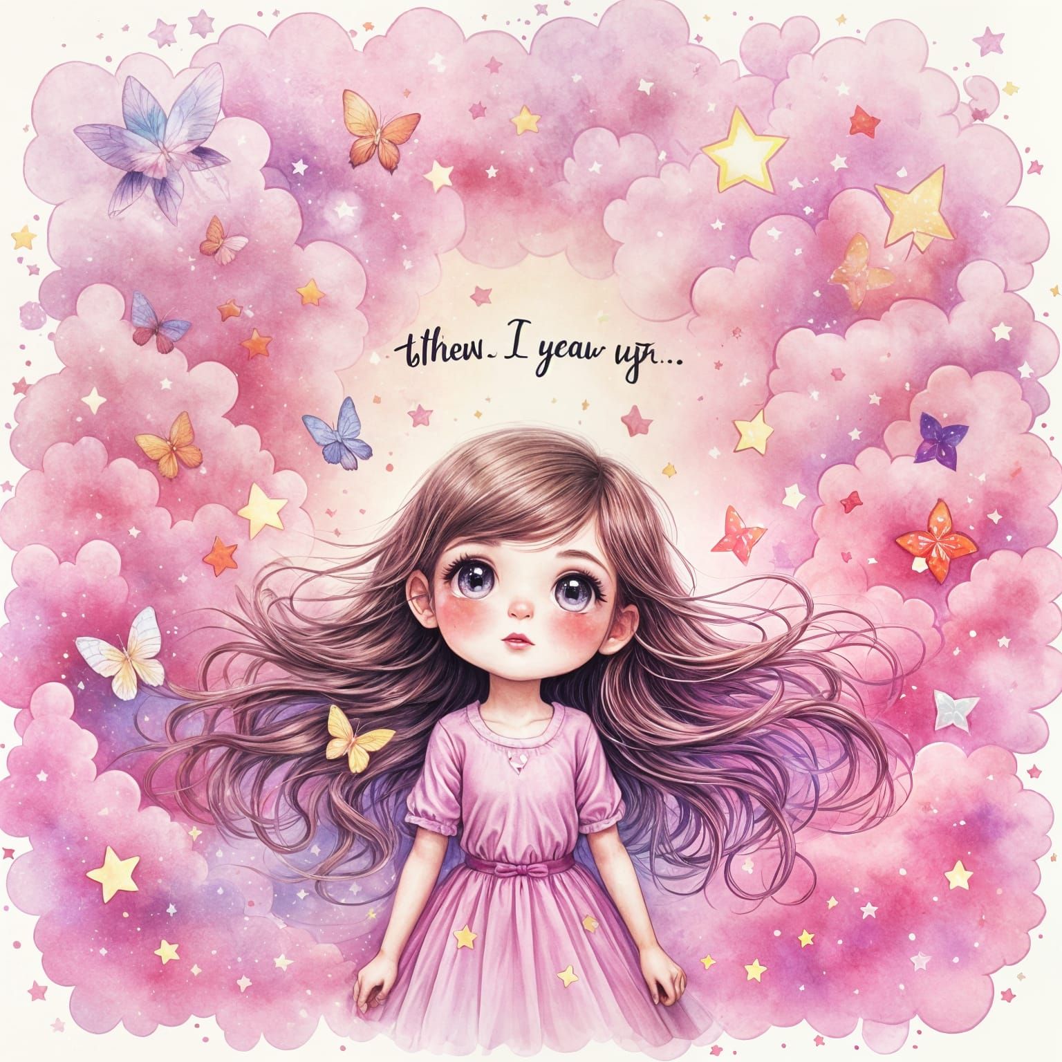 Cute Girl Dreams of Stars in Vivid Alcohol Ink