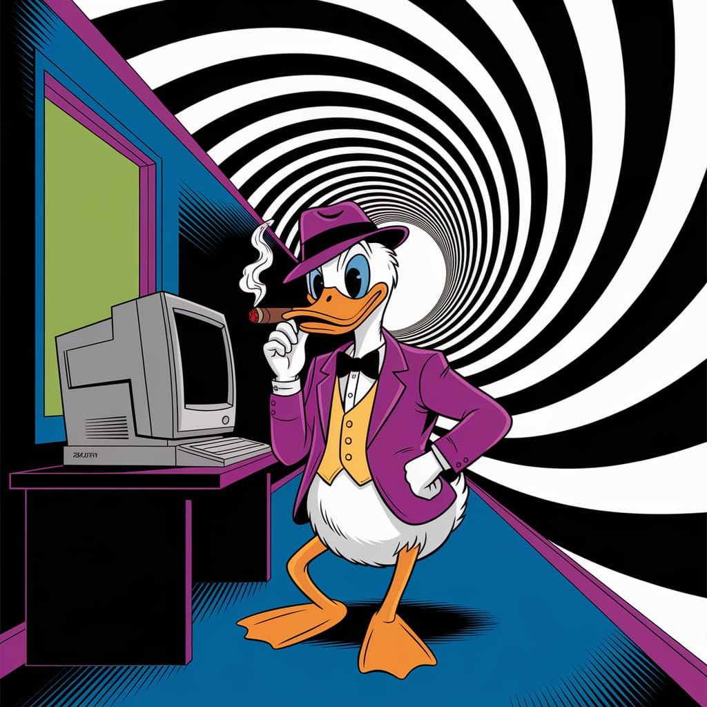 Gangster Duck in Retro Computer Lair