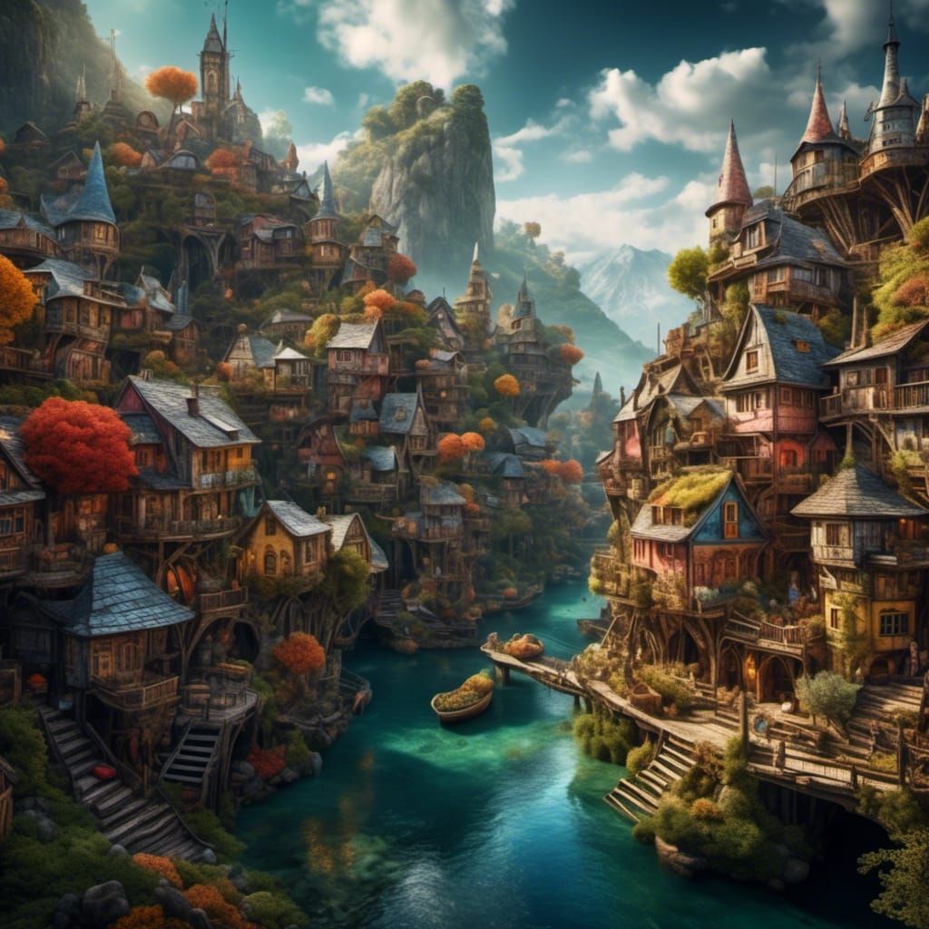 Futuristic Villages in Hyperrealistic Landscape