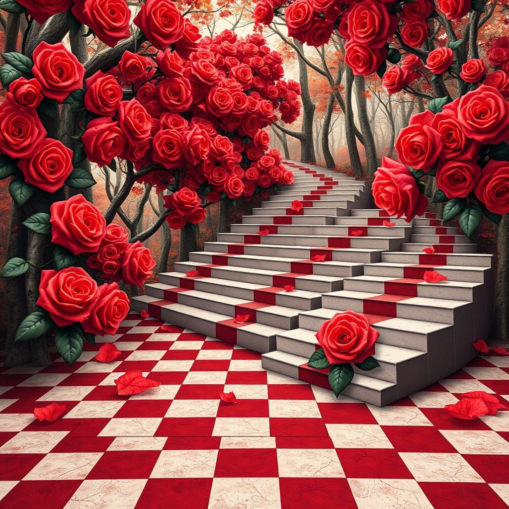 Abstract Roses & Autumn Forest Tessellation