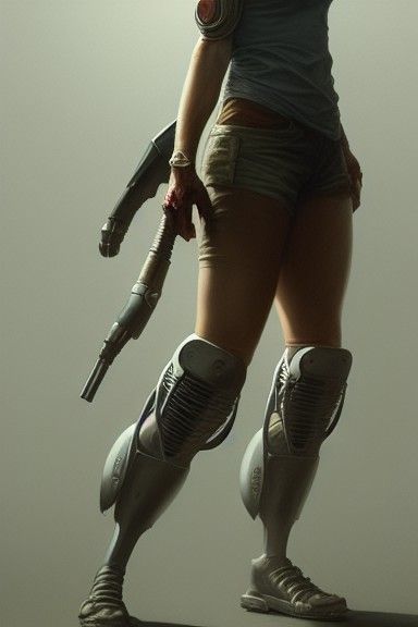Badass Woman with Prosthetic Leg: Zombiecore Concept Art