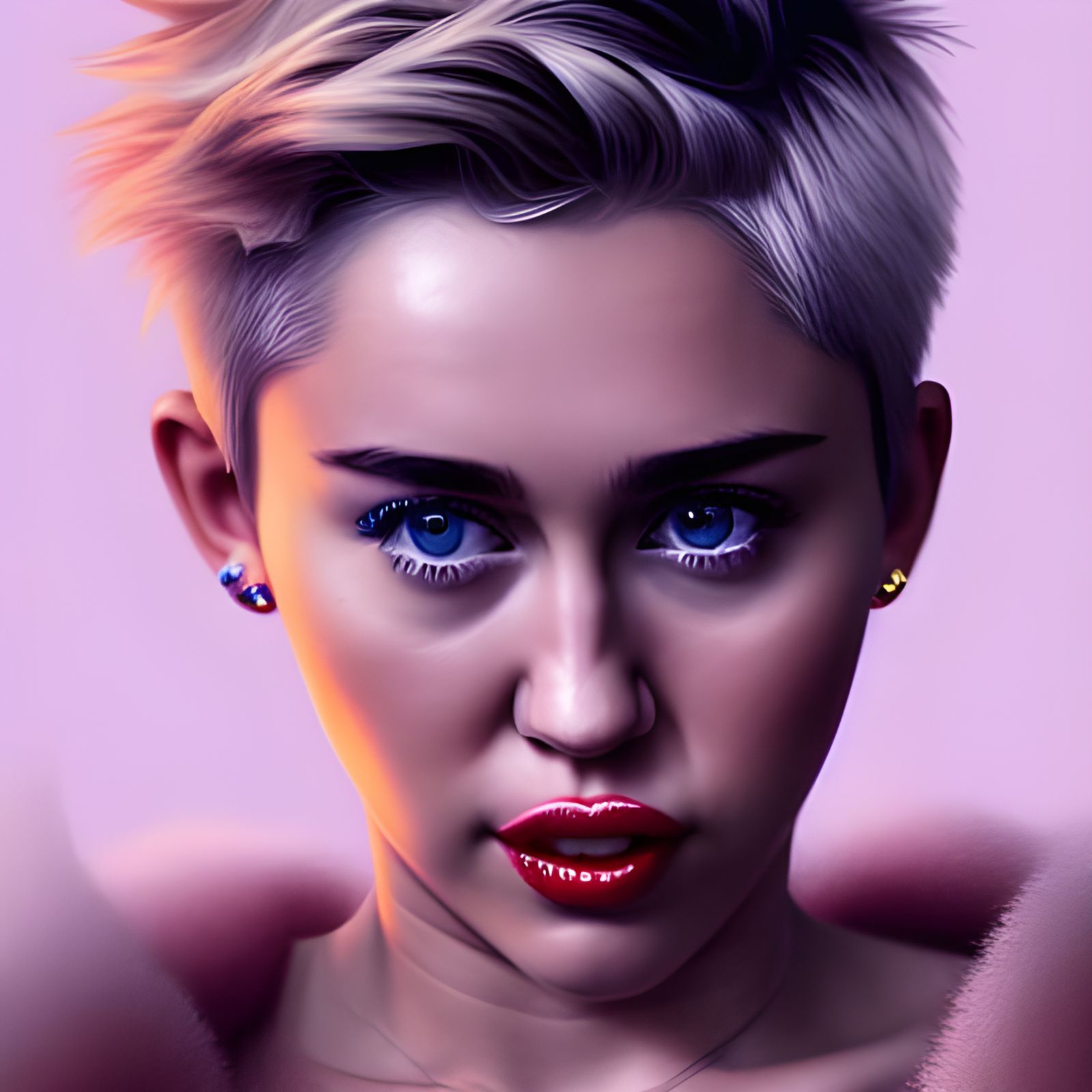 Miley Cyrus Portrait in Hyperrealistic Style