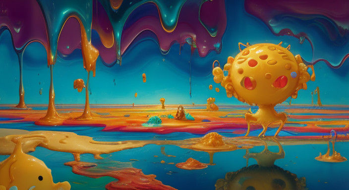 Surrealist Spongebob Melt in Dreamlike Atmosphere