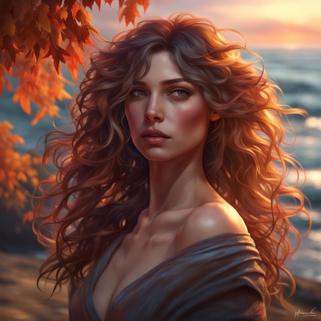 Autumn Sunset Portrait of a Curvy Woman