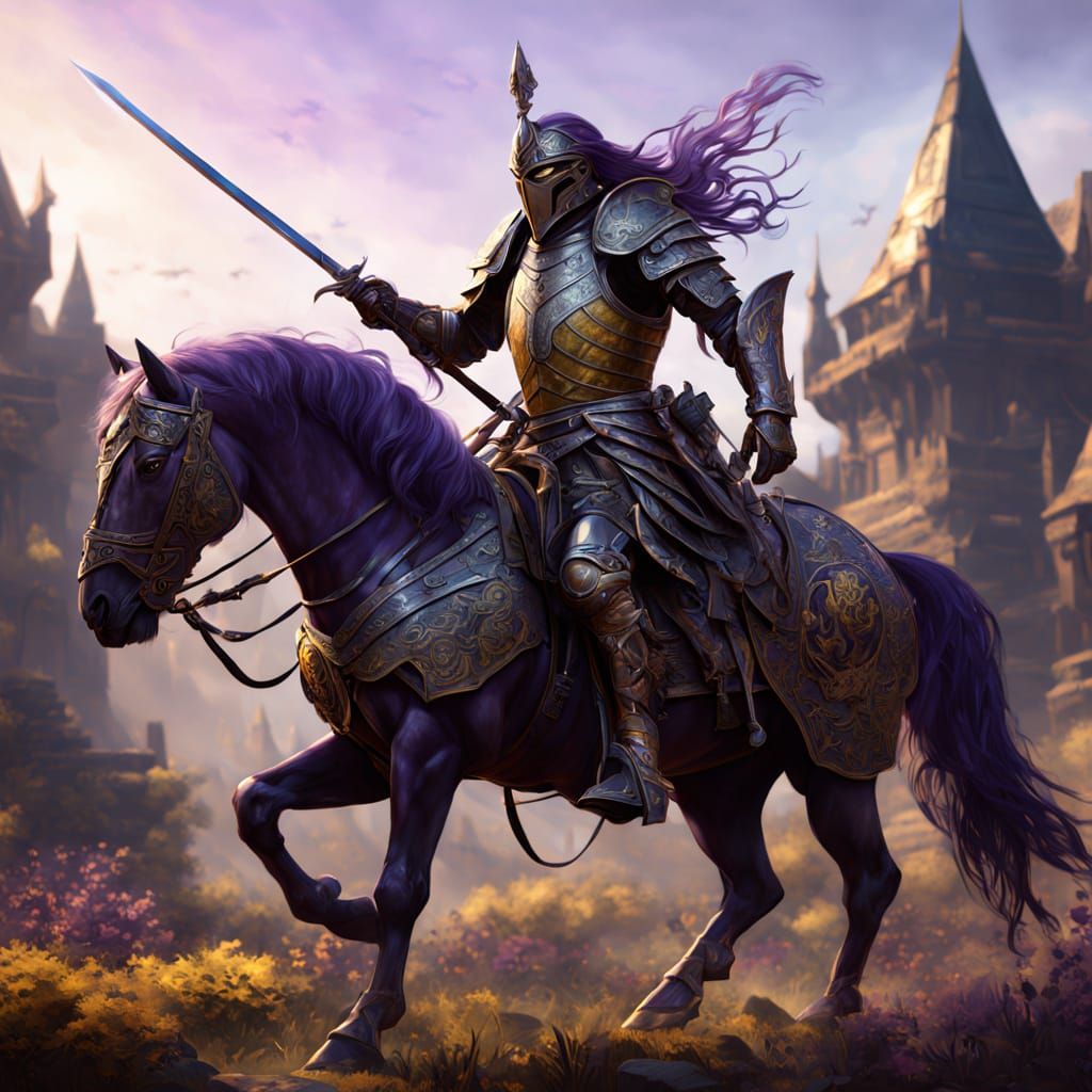 War Horse in Battle Armor, Dark Fantasy Art