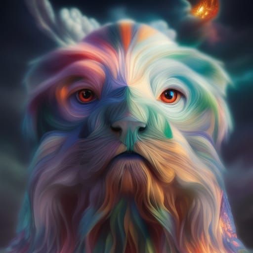 Rainbow Bridge to Colorful Clouds, Detailed Art