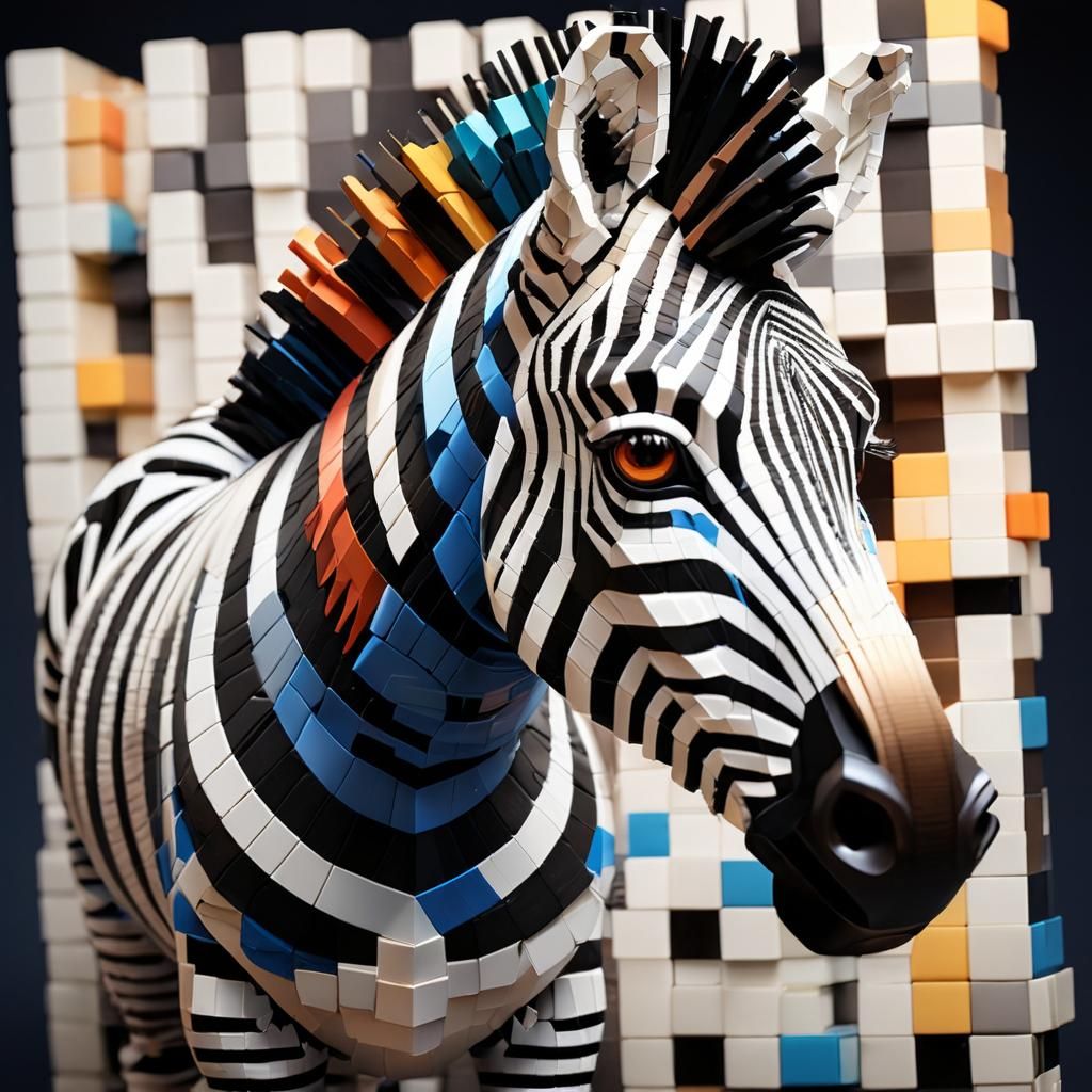 Vibrant Pixel Art Zebra in a Retro-Inspired Savannah