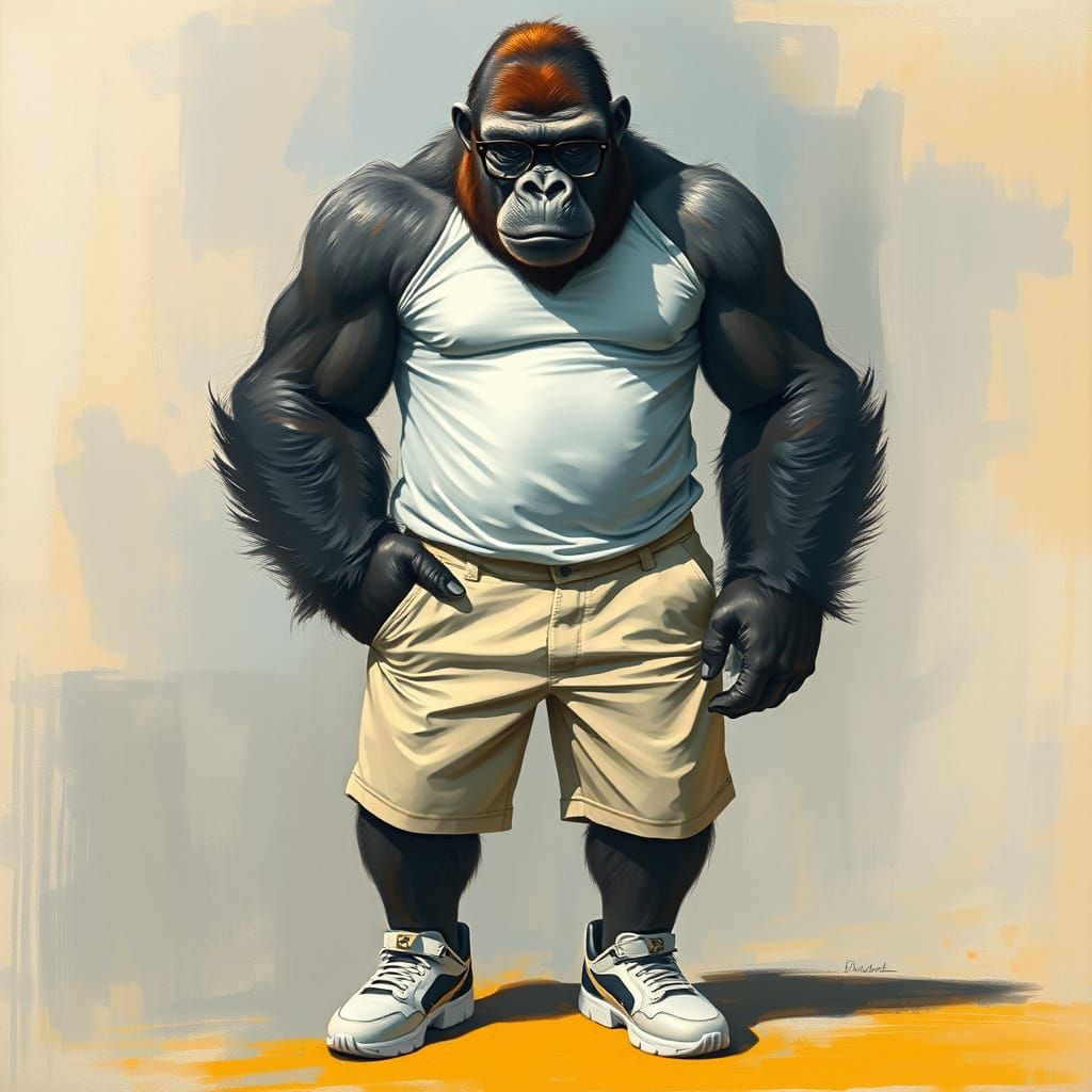 Gorilla Fashion in Neo-Impressionist Style