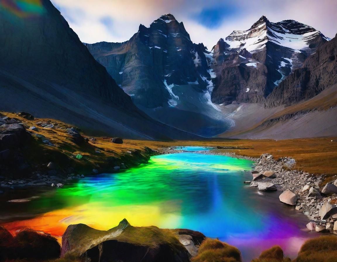 Celestial Mountainscape with Gemstone River