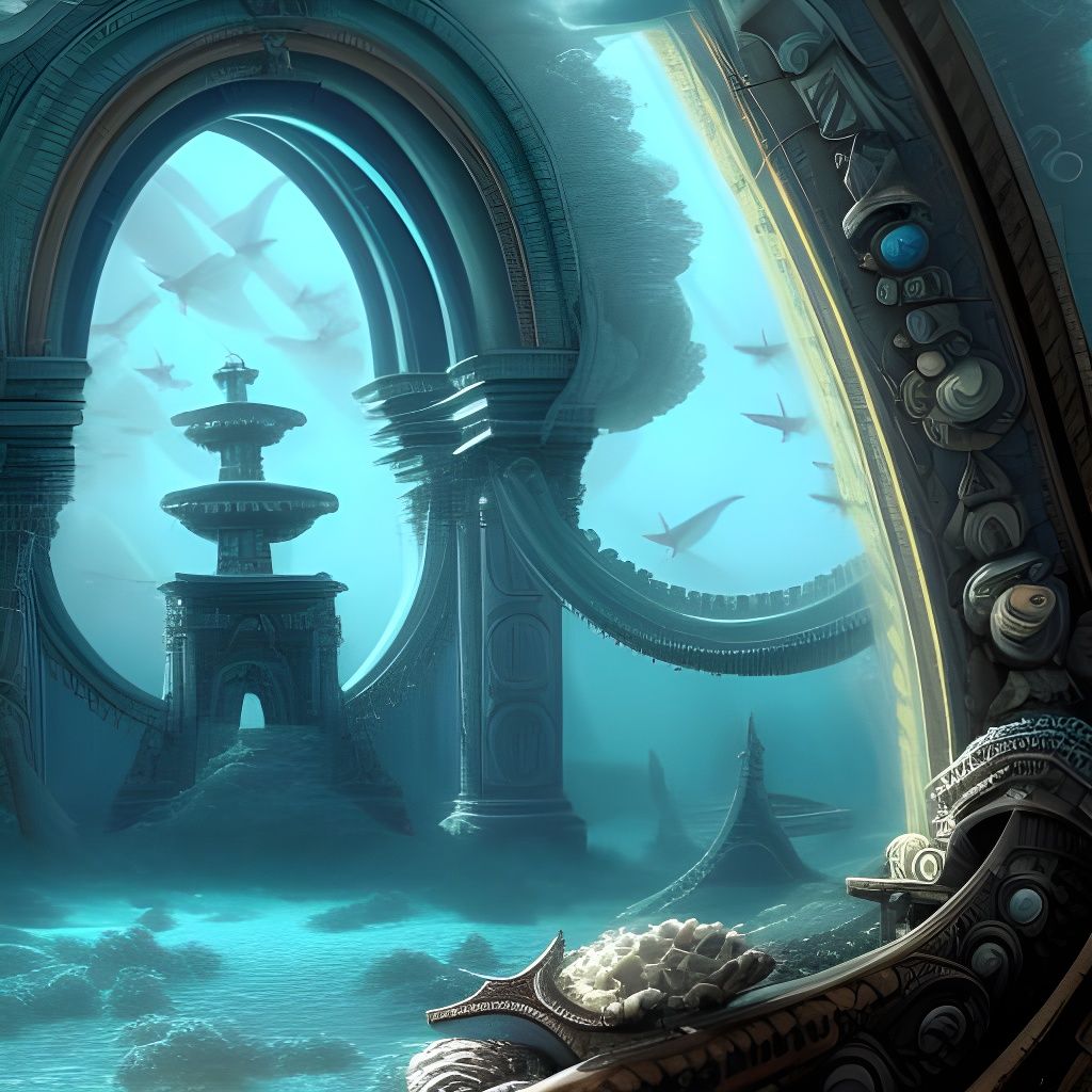 Underwater Neptune Bridge: Epic Digital Painting