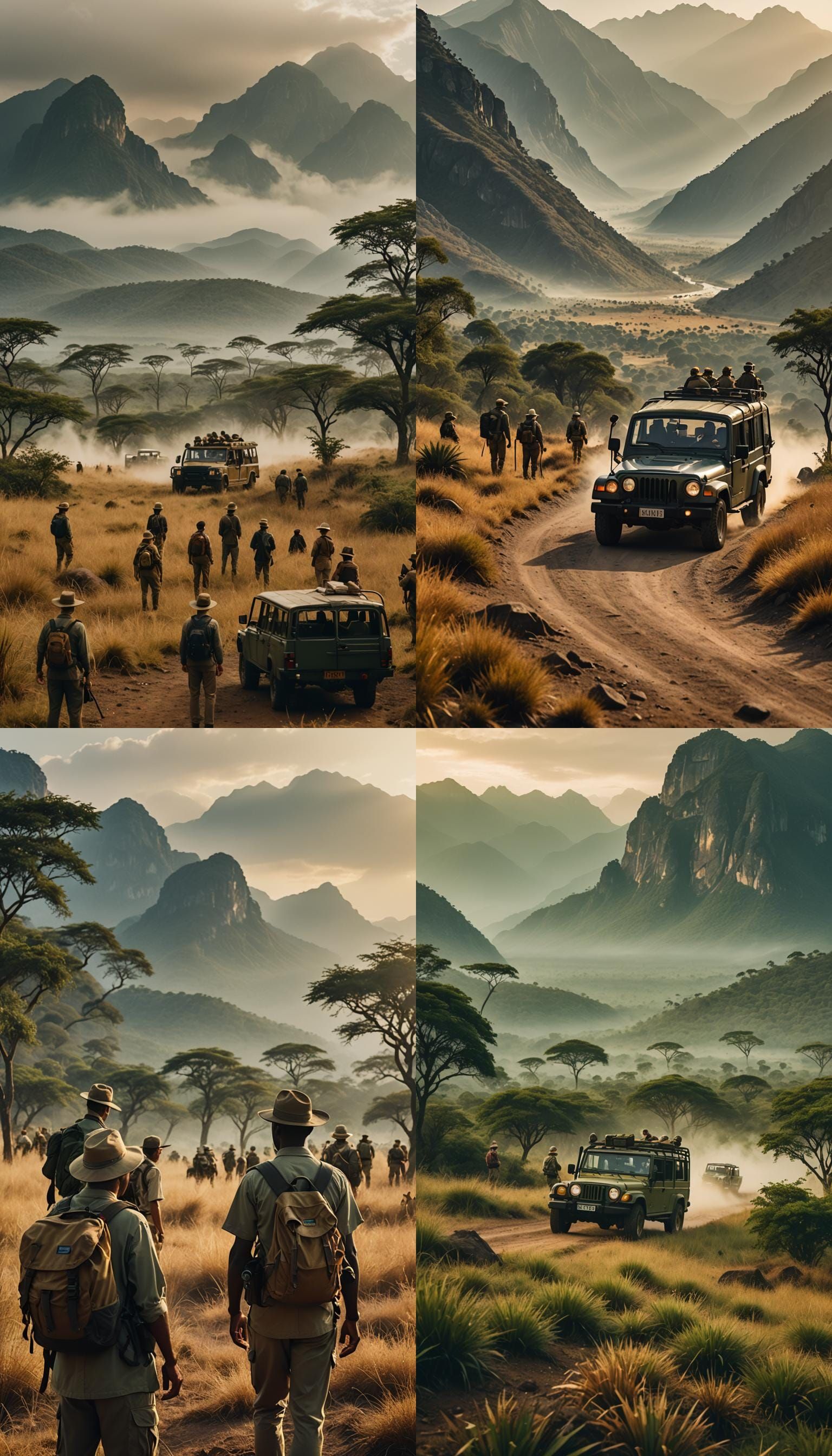 Jeep Safari with Wildlife and Misty Mountains