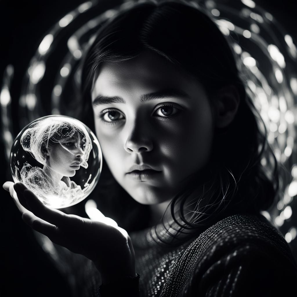 Mysterious Girl with Golden Ratio Sphere Portrait