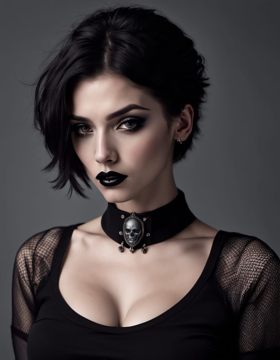 Goth Woman in Dramatic Black and White