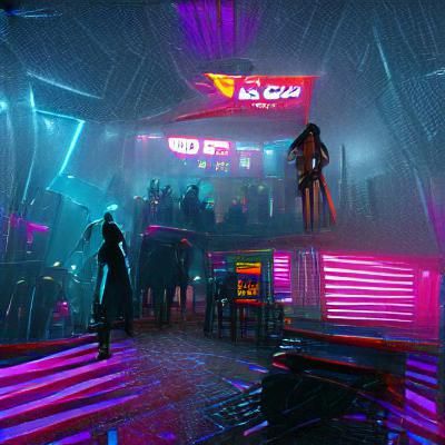 Cyberpunk 2099 Neon Nightclub Scene