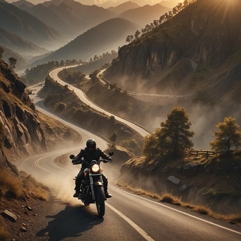 Royal Enfield Motorcycle at Sunset in Cinematic Style