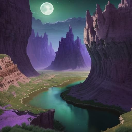Green and Purple Tiger in Moonlight Canyon