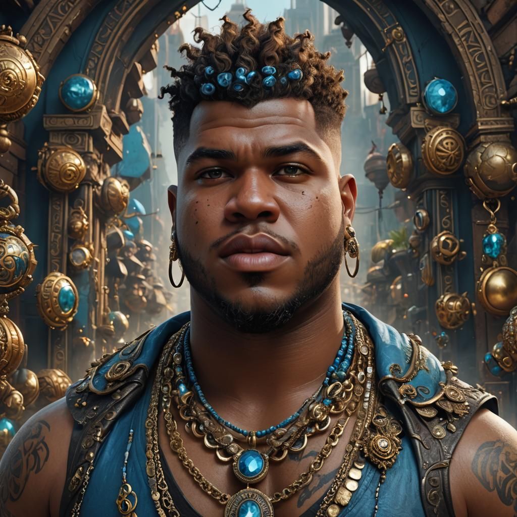 Glamorous Dark Warrior Concept in Rich Fantasy Colors