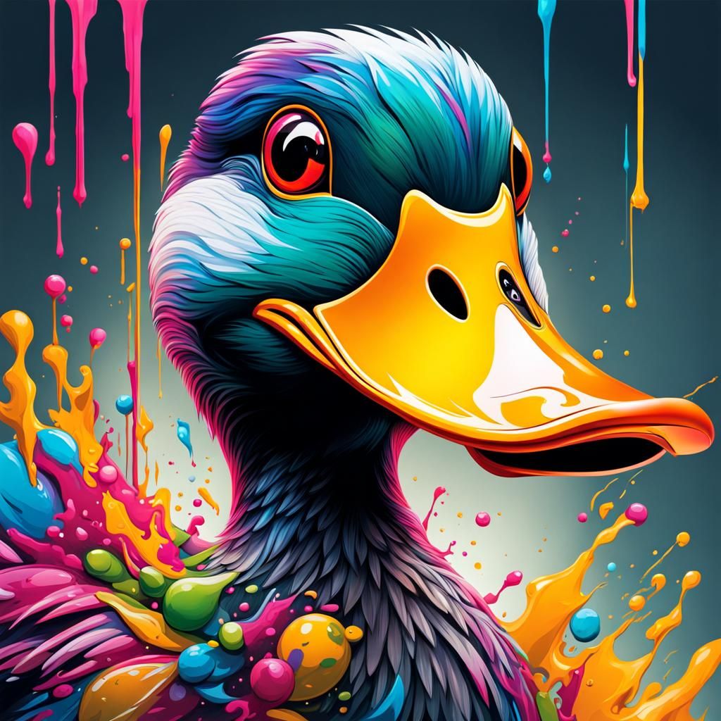 Mechanical Duck in Graffiti Street Art