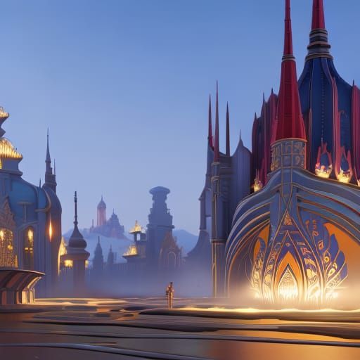 Detailed Art Deco Architecture in Rococo Style