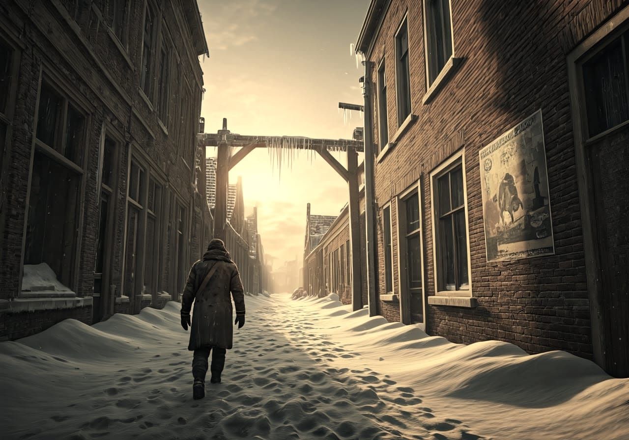 Post-Apocalyptic Winter Scene in Torn Tatters