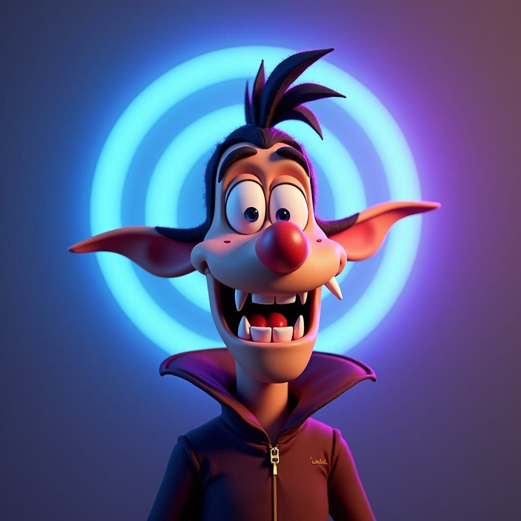 Cartoon Vampire Sticker with Comical Fangs in 3D