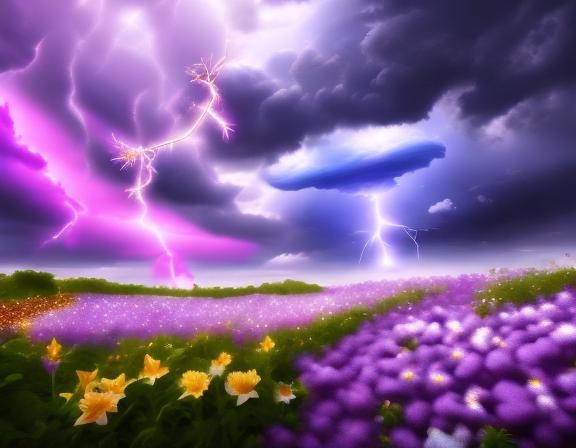 Cosmic Lunar Landscape with Colorful Flowers