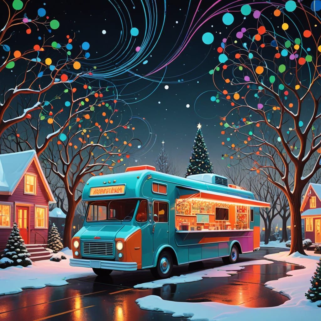 Vintage Christmas Food Truck Dreamscape