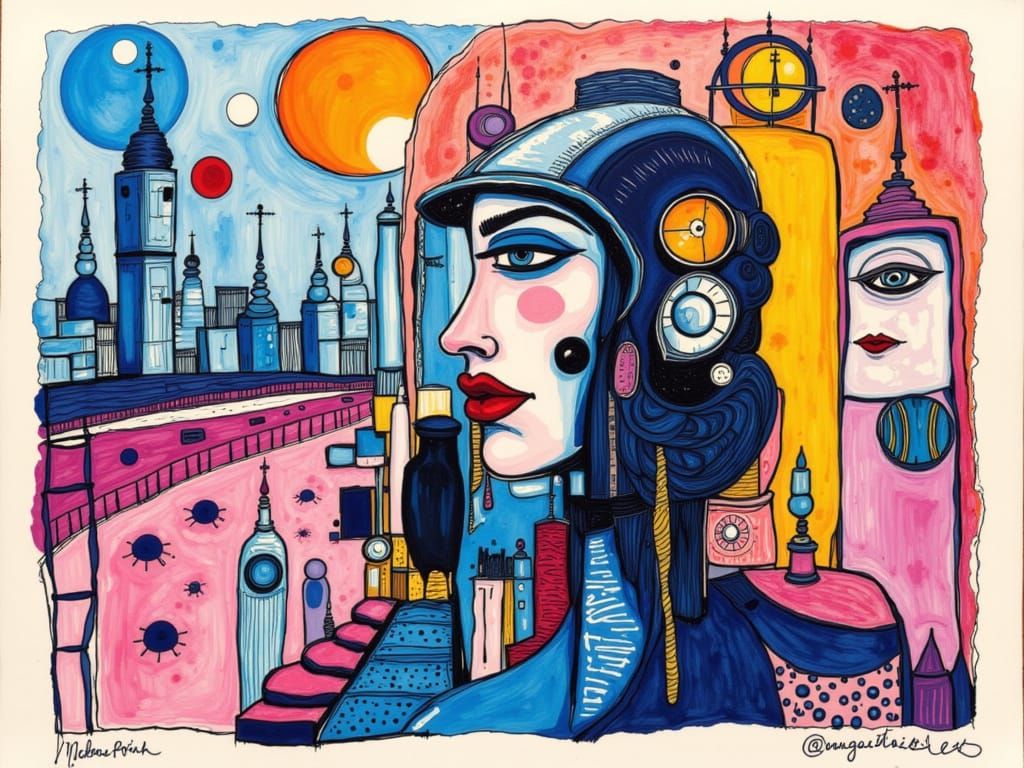 Surreal Motorcycle Racer in Psychedelic Alcohol Ink