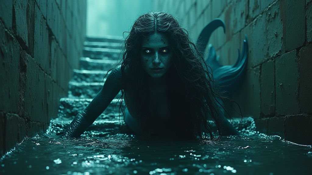 Siren Mermaid in a Flooded Lighthouse