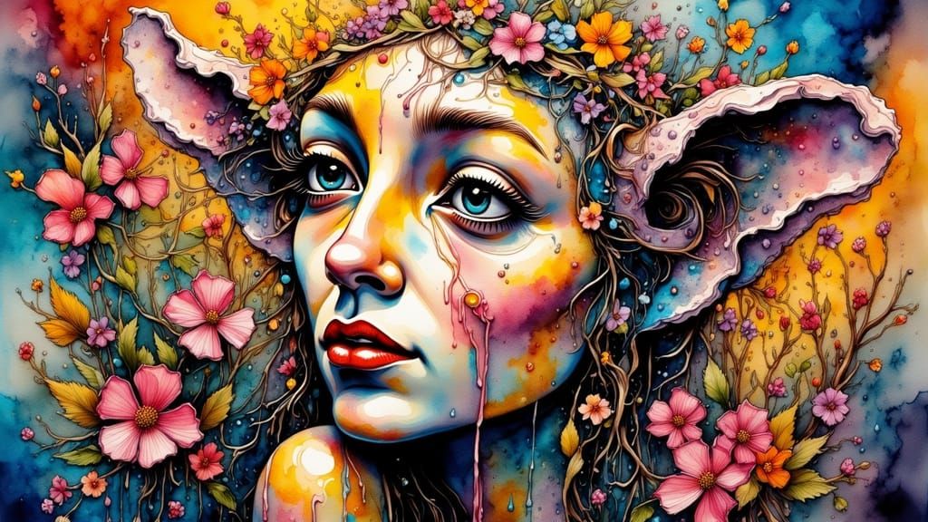 Vibrant Street Scene in Cubist Surrealist Style