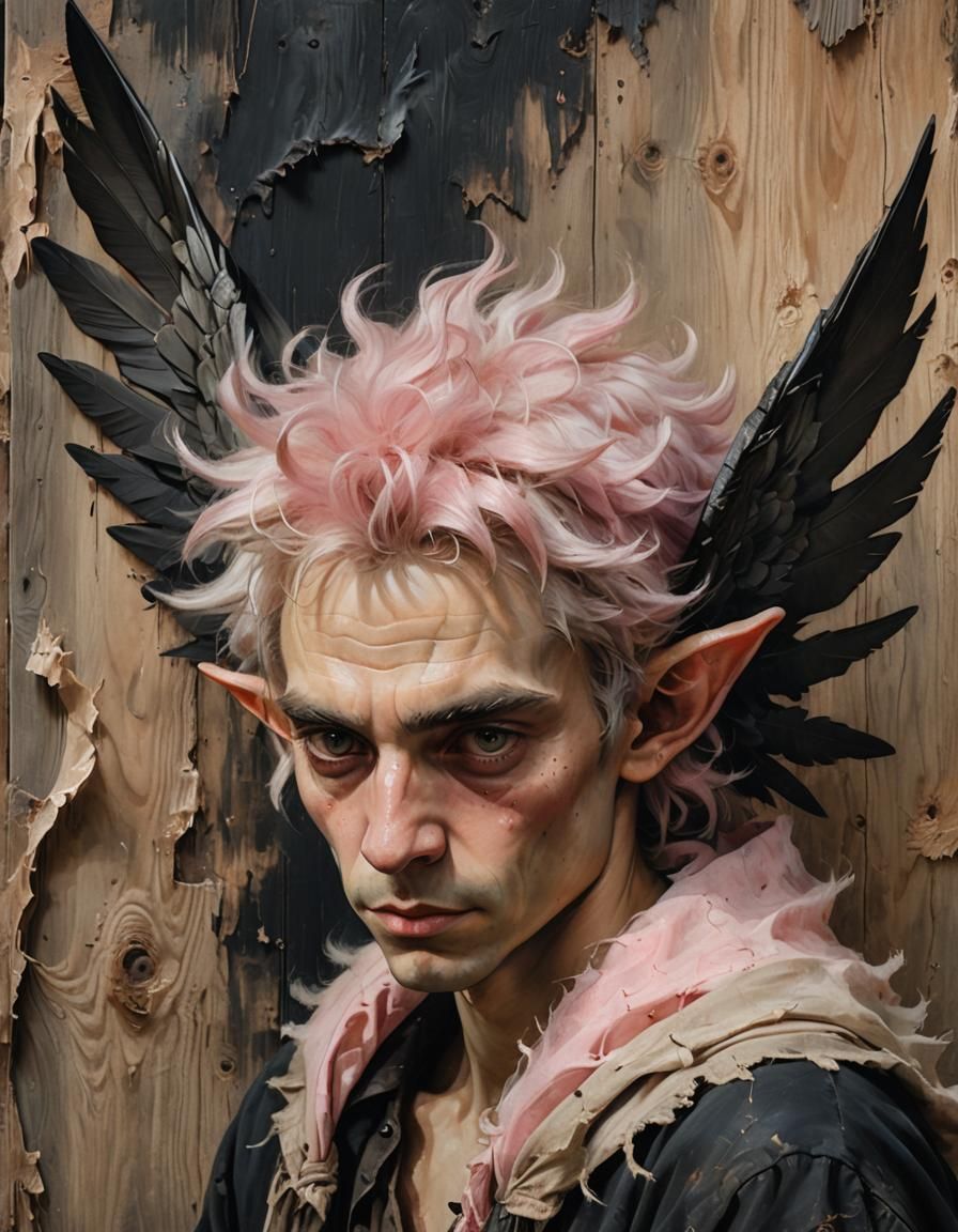 Wild Elf in Earthy Beige Hues, Oil Painting Masterpiece