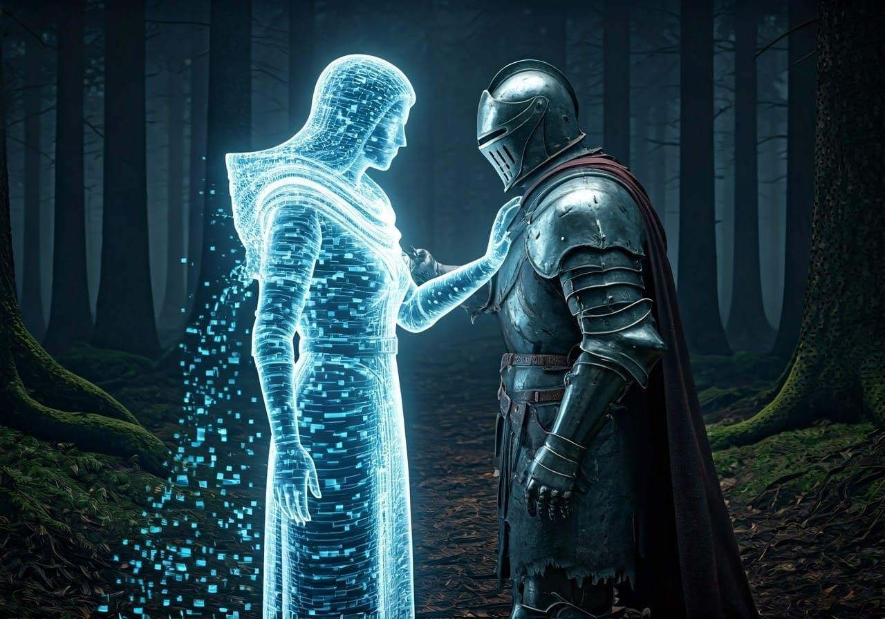Knight and Hologram in Dark Forest Confrontation