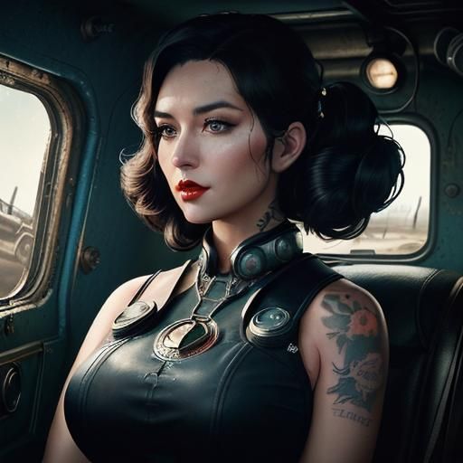 atompunk, retro-futuristic, artistic design Fallout 4 visual style reminiscent of 1950s Americana.