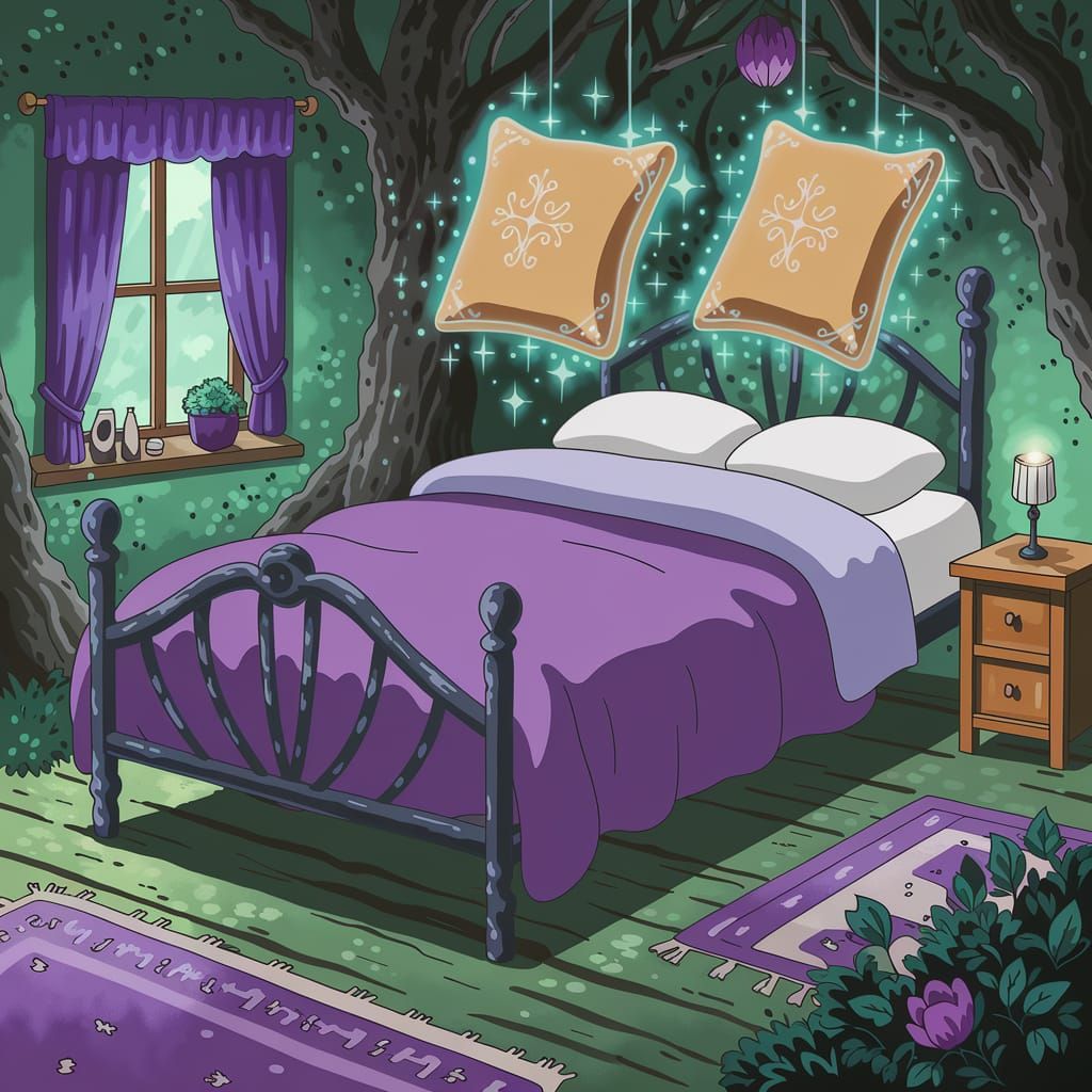 Magical Bed Assembling Itself in Enchanted Cottage