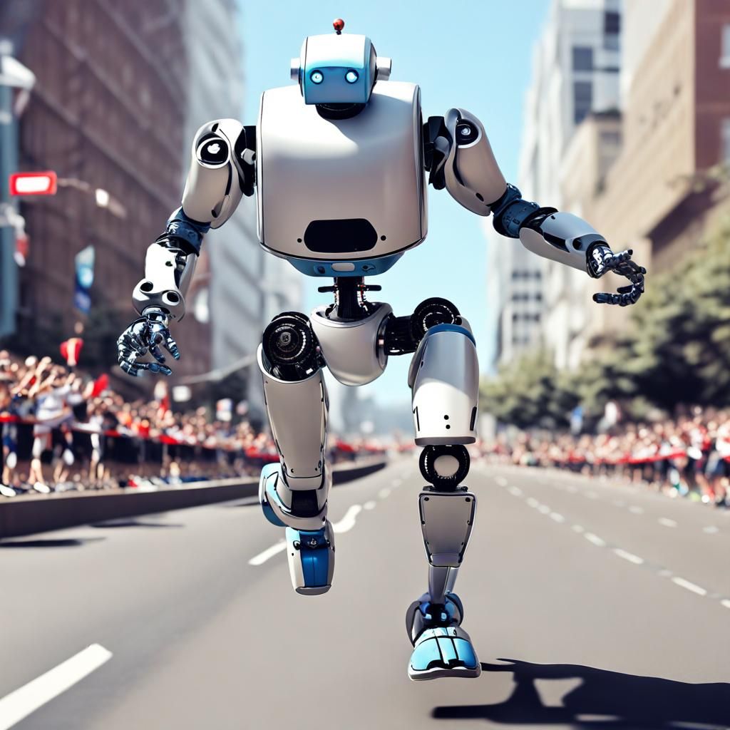 Robot Runs Marathon: AI-Generated Image