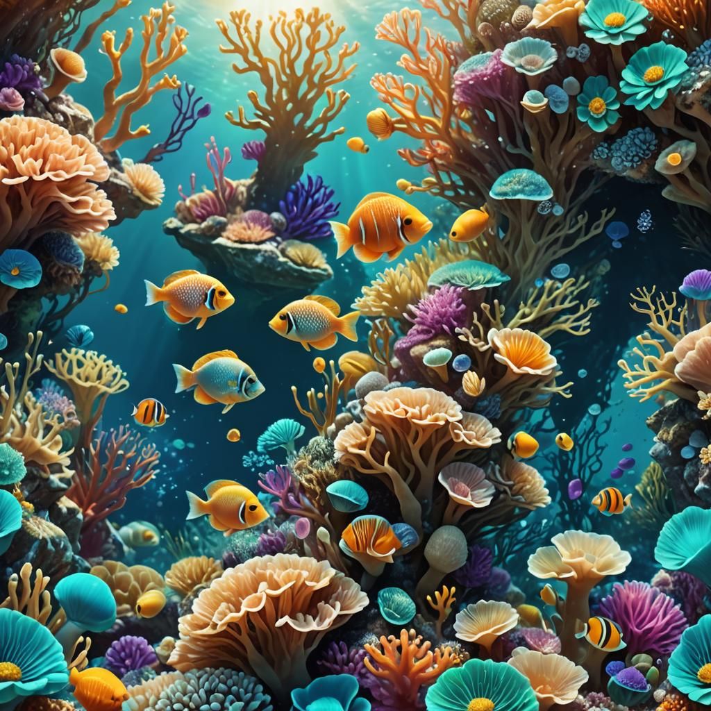 Underwater Coral Reef Fantasy Concept Art